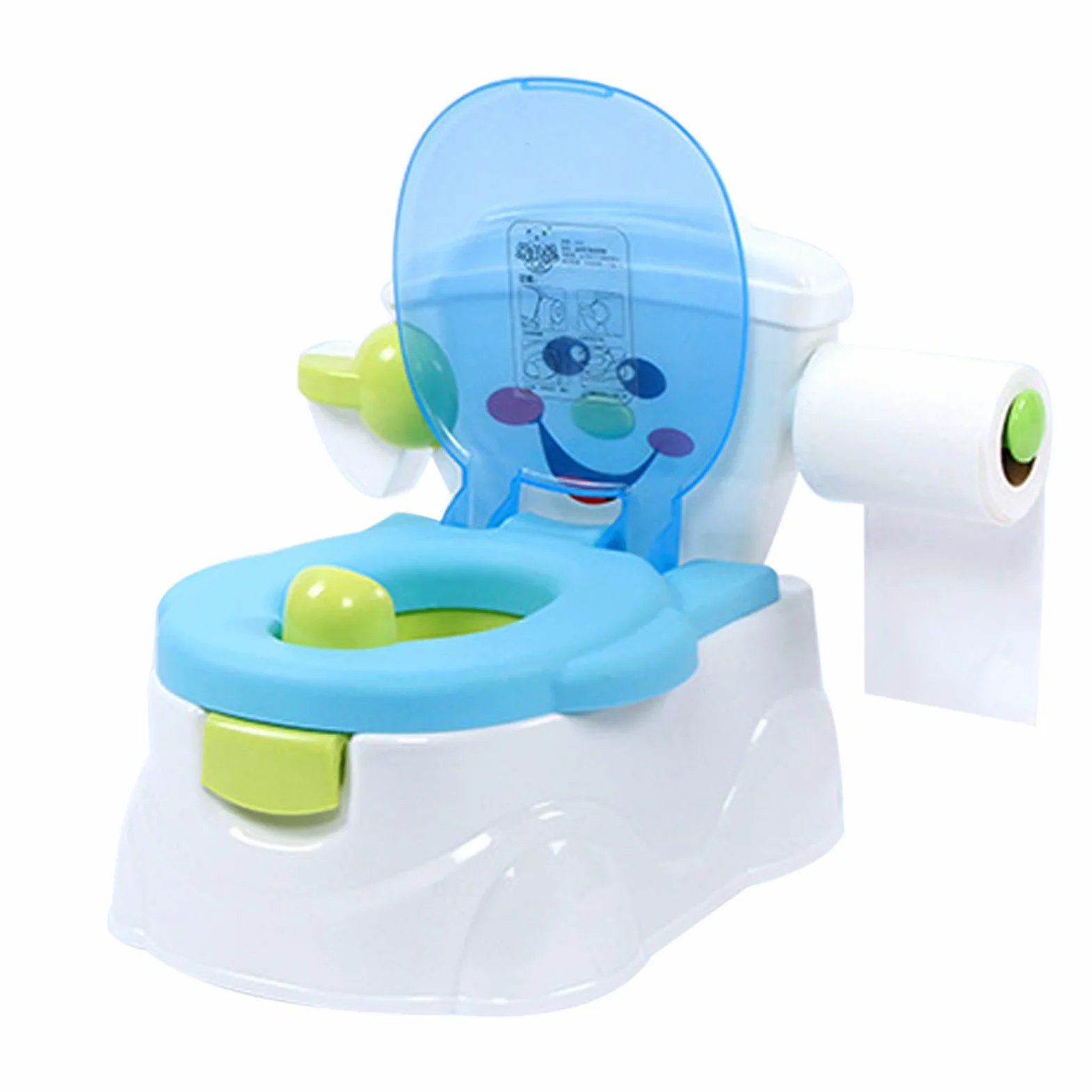 Toilette Da Allenamento Con Porta Fazzoletti, Mobili Imbottiti Rimovibili, Vasino Per Wc, Vasino Educativo Potty, Design Cartone Animato, Materiale Pp, 36 x 42 x 30 Cm (Blu)