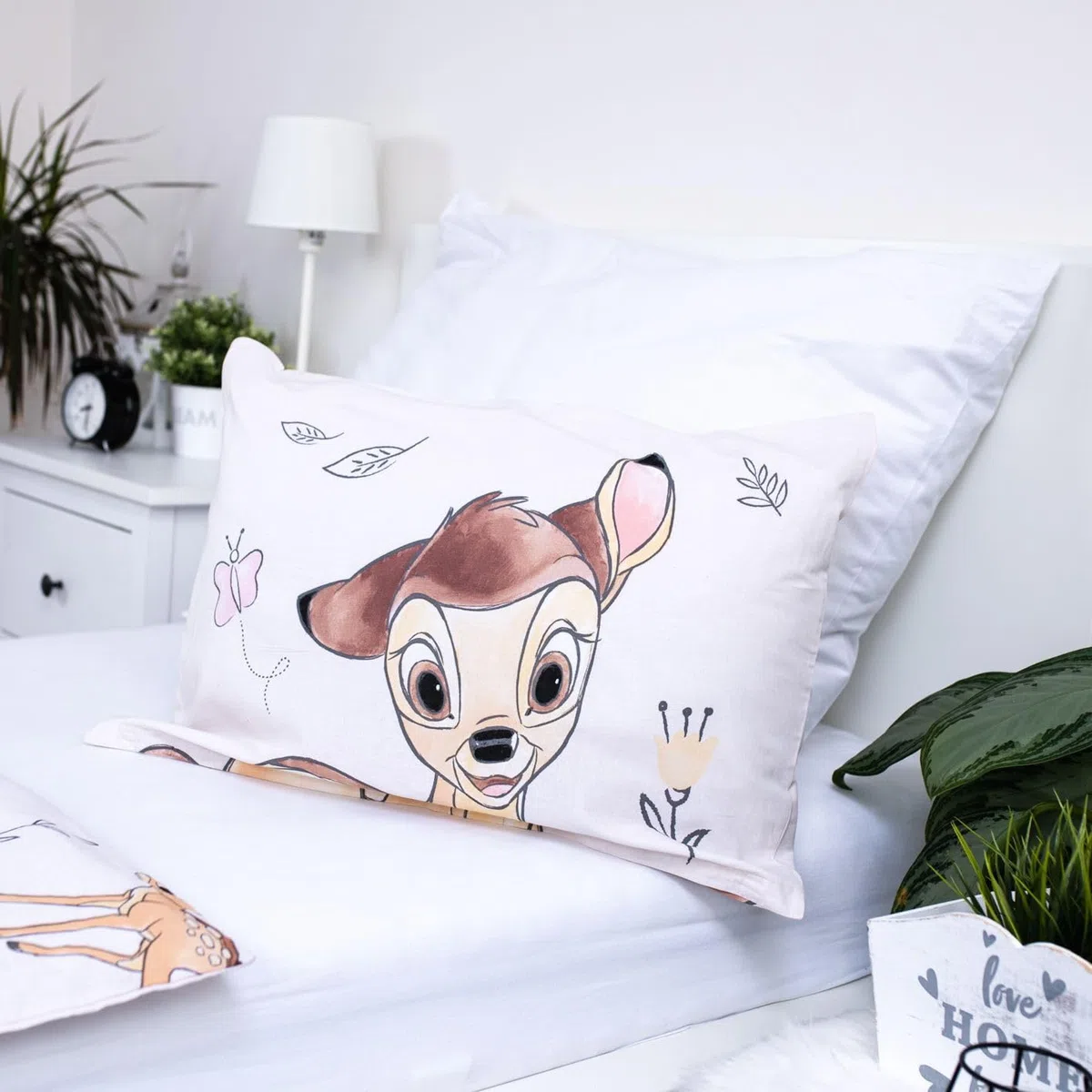 Jerry Fabrics - Set di biancheria da letto per culla per bambini, motivo: Bambi, copripiumino 2 pezzi 100 x 135 cm + federa 40 x 60 cm, 100% cotone