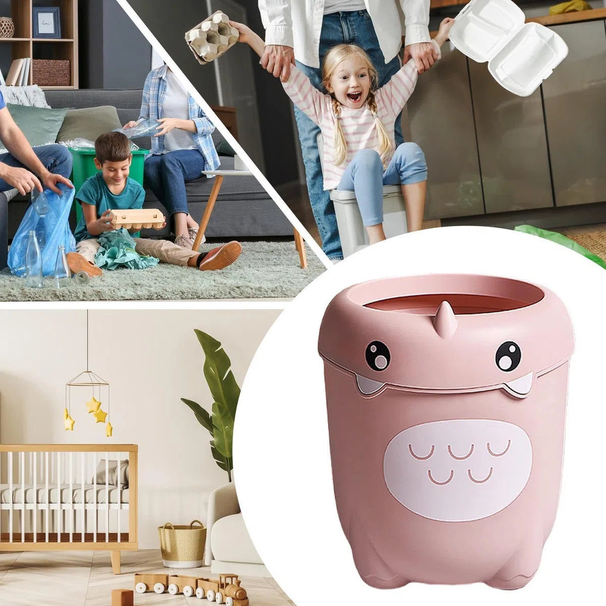 Générique Pattumiera per bambini, per bagno, cestino del fumetto, per la cameretta dei bambini, design aperto per ufficio, cucina, soggiorno, sotto tavolo, sala giochi