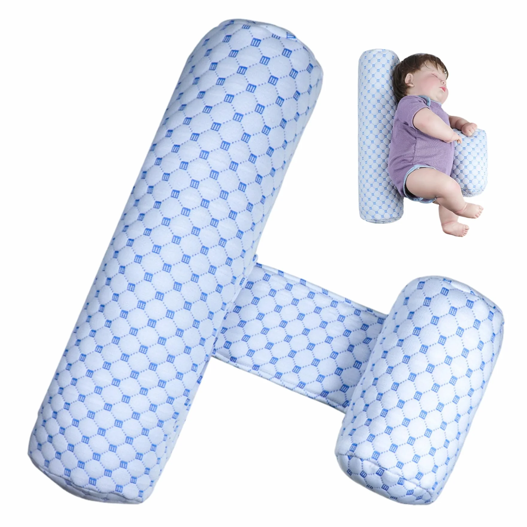 Cuscino antirollio per bambino Cuscino reflusso lavabile e rimovibile con zeppa regolabile e traspirante per neonati Blu