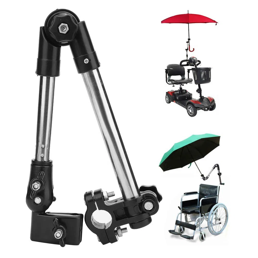 Supporto per ombrello per sedia a rotelle, morsetto per ombrello, morsetto per ombrello, supporto universale regolabile per ombrello, per carrello per bambini, sedia a rotelle, carrello da