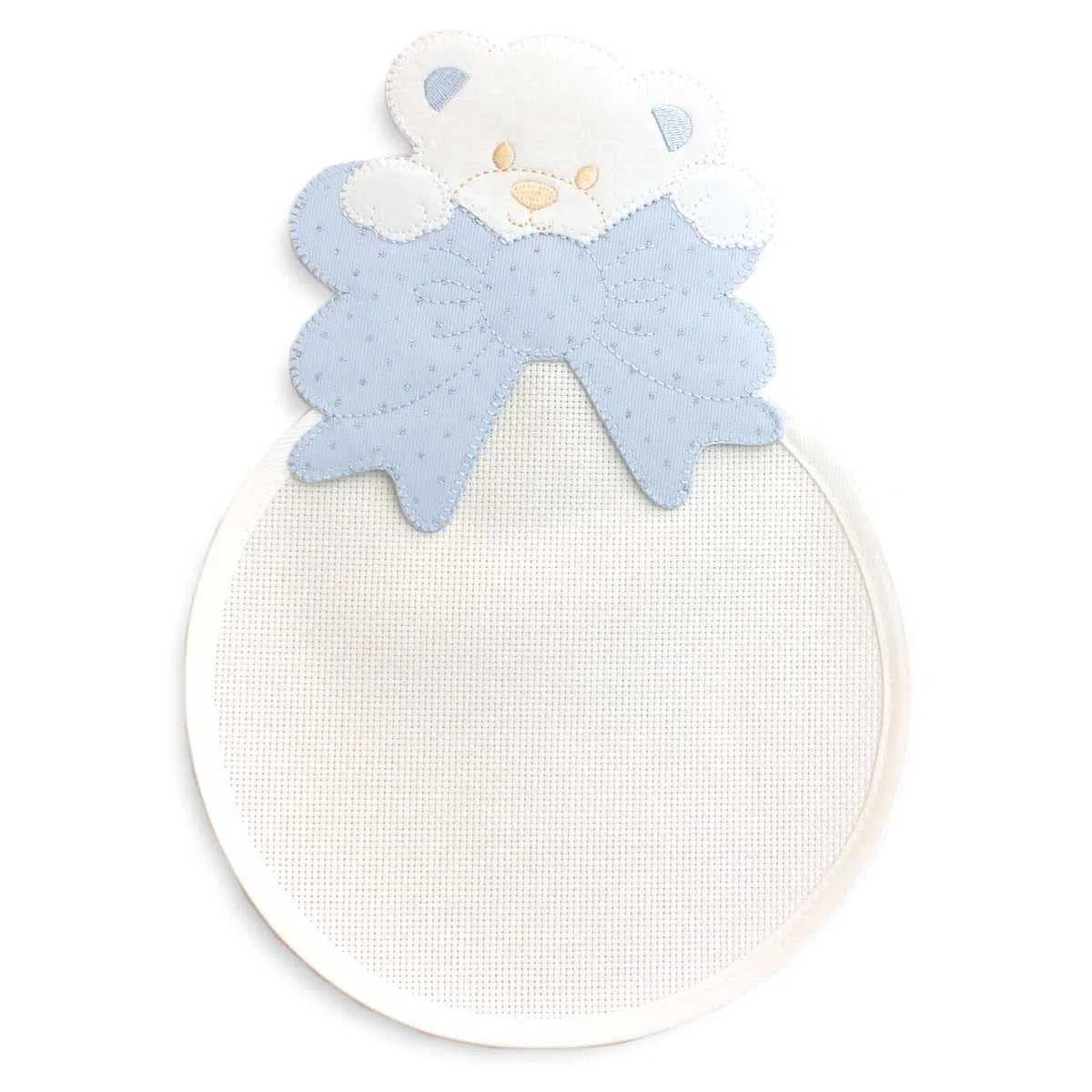 hobbymio.it Copertina da Culla da ricamare a Punto Croce, Coperta da Culla con Tela Aida in Soft Pile, fiocchetti Azzurro