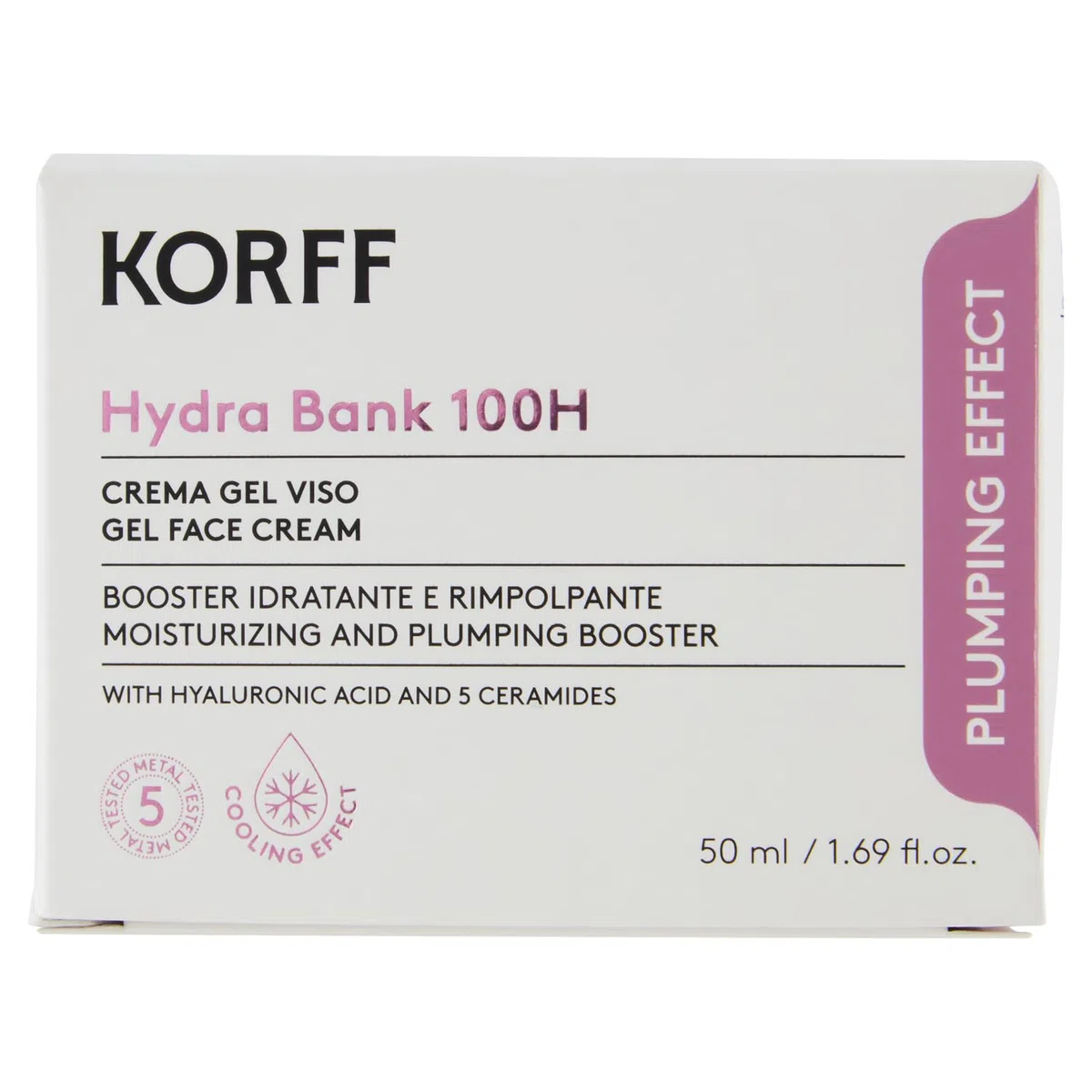 Korff Hydra Bank 100H Crema Viso Gel, Booster Idratante e Rimpolpante con Acido Ialuronico e 5 Ceramidi, 50 ml
