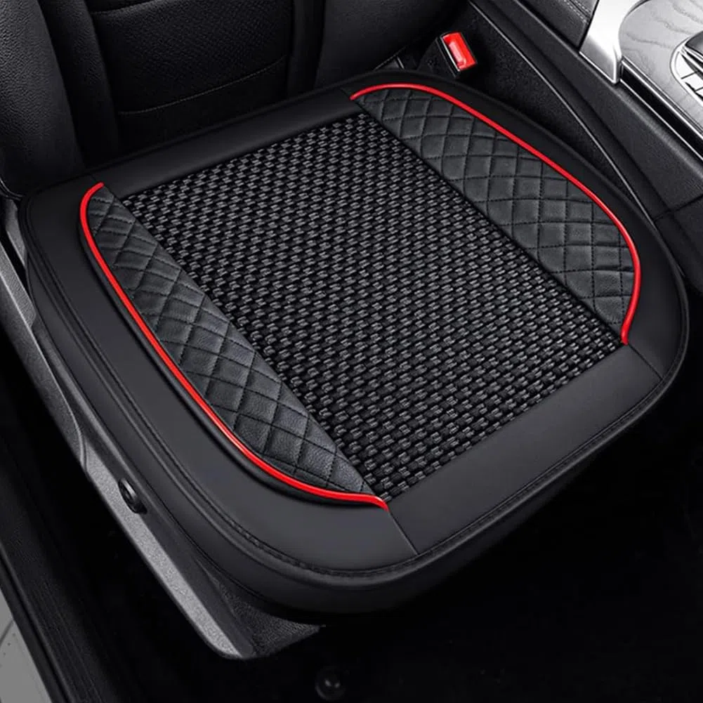 Cuscino Sedile Auto per Ford Puma/Puma St SUV 2019-2024, Cuscini Sedile Sedili Anteriori Universali Cuoio, Soft Confortevole Cuscino Sedile Auto Guidatore,Black Red