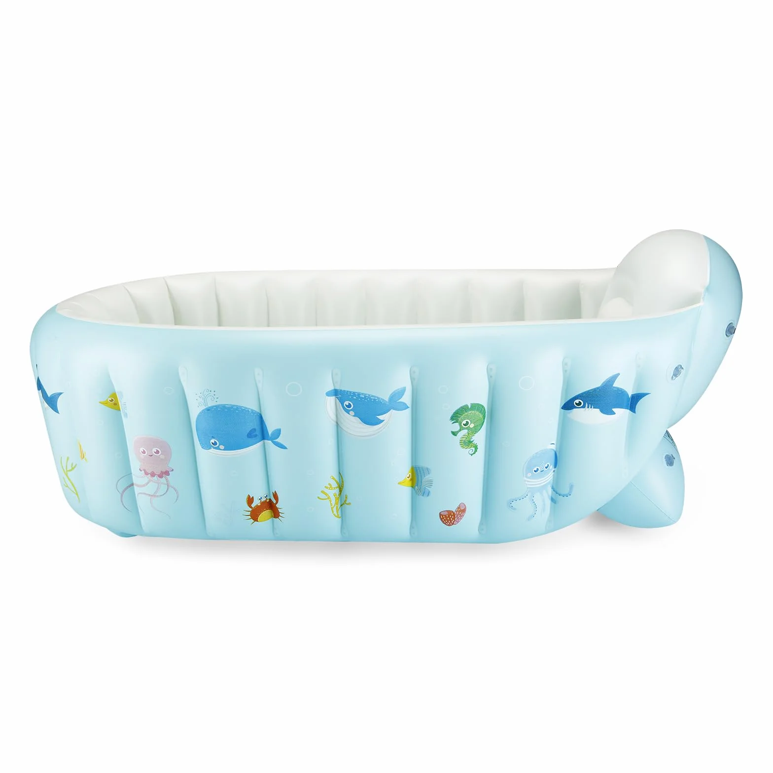 PandaEar Vasca da Bagno Gonfiabile per Bambini, Vaschetta Portatile da Viaggio per Neonati e Bambini con Pompa ad Aria, Bacinella Pieghevole Antiscivolo, Mini Piscina per Neonati (Blu Balena)