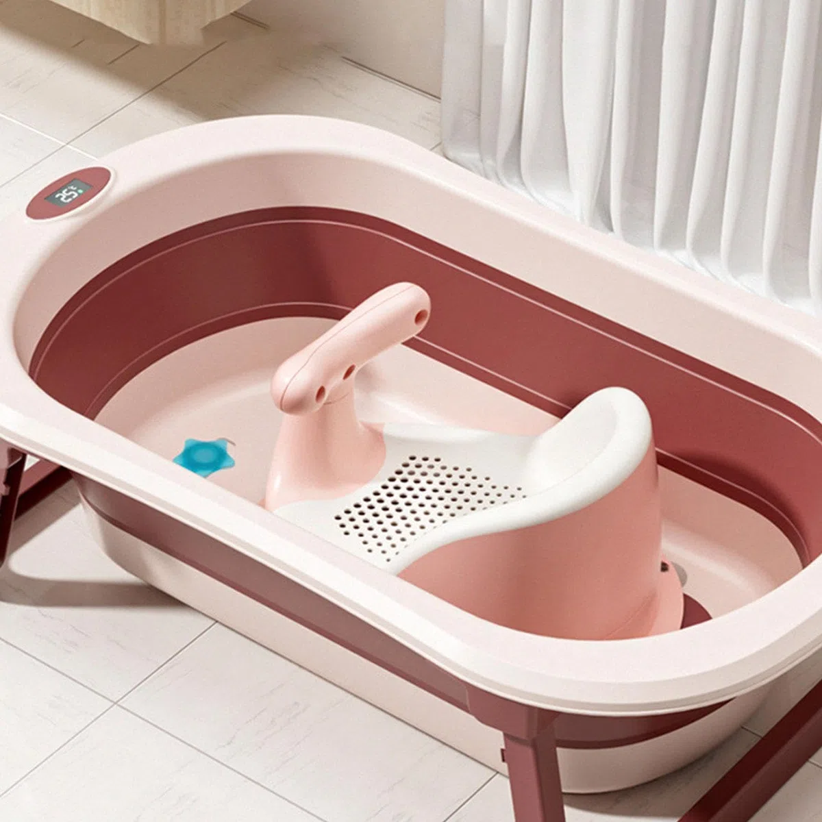 Seggiolino da bagno per neonati – Seggiolino da bagno seduto per bambini | Vasca da bagno con supporto pieghevole | Sedia da doccia rimovibile | Sedia da bagno antiscivolo | Seggiolino da bagno per