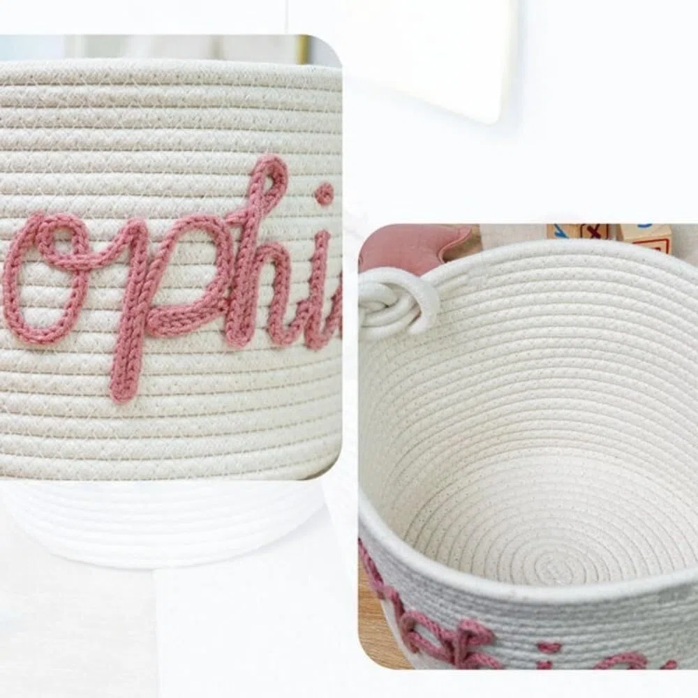 Cesto Fatto A Mano Personalizzato, Cesto Regalo Personalizzato For Baby Shower, Organizer For Pannolini For Bambini Con Nome Personalizzato For Bambina(L:28X16CM)