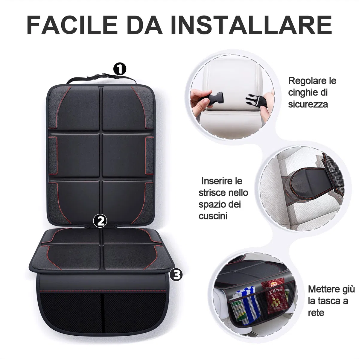 Gimars XL Protettore di Sedili Auto, 2 pezzi, [Compatibile ISOFIX] Universale Antiscivolo Impermeabile Tessuto Oxford 600D Coprisedili Auto Bambini con 2 Tasche Rete per SUV Berline Camion, Nero