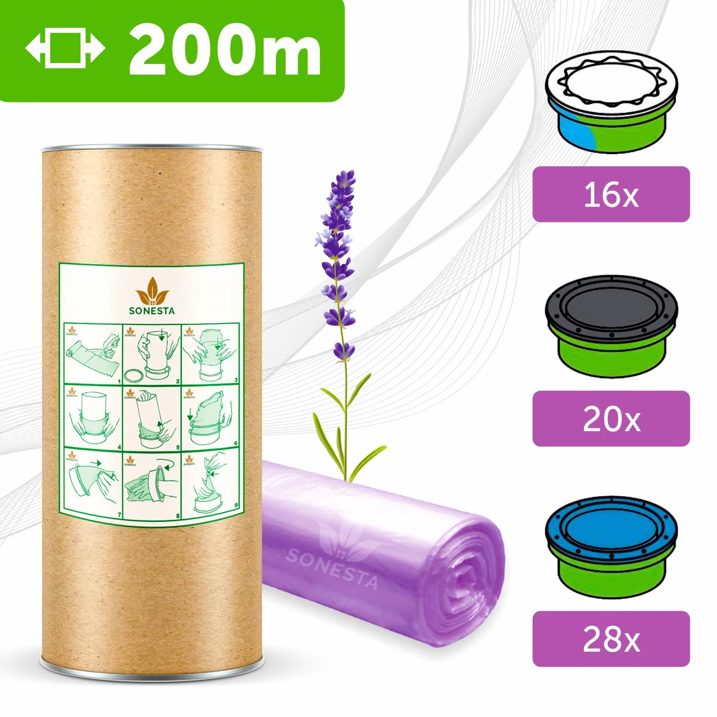 200m. ECO Ricarica mangiapannolini con trattamento antiodore EVOH+ compatibile ricariche Tommee Tippee & Tec, Twist and Click | + Tubo