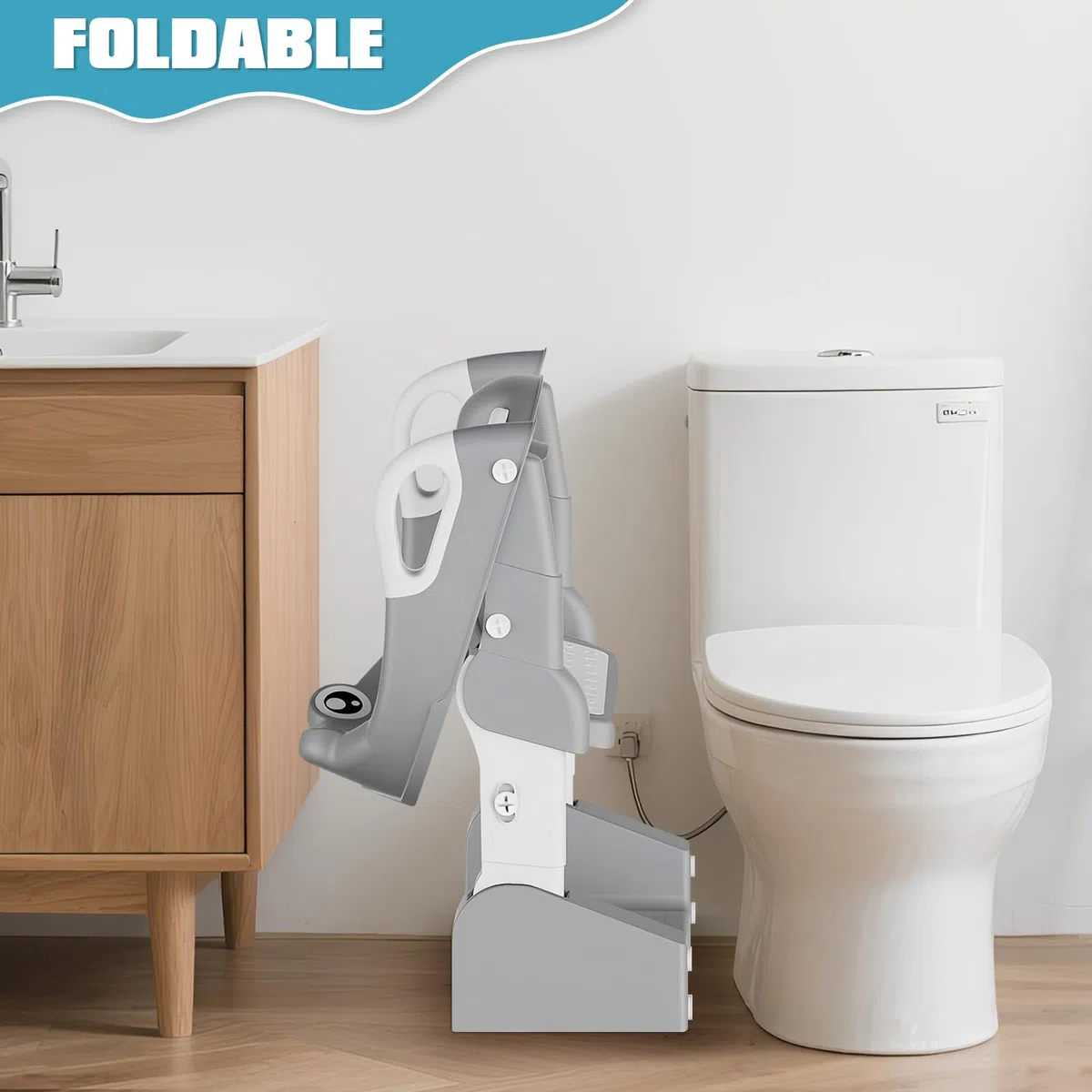 Riduttore wc bambini, 2 In 1 Vasino Bambini con Scaletta, Maniglia e Cuscino Morbido, Sedile Rialzato Vasino Pieghevole, WC Portatile con Protezione Antispruzzo per Bambini Maschi e Femmine