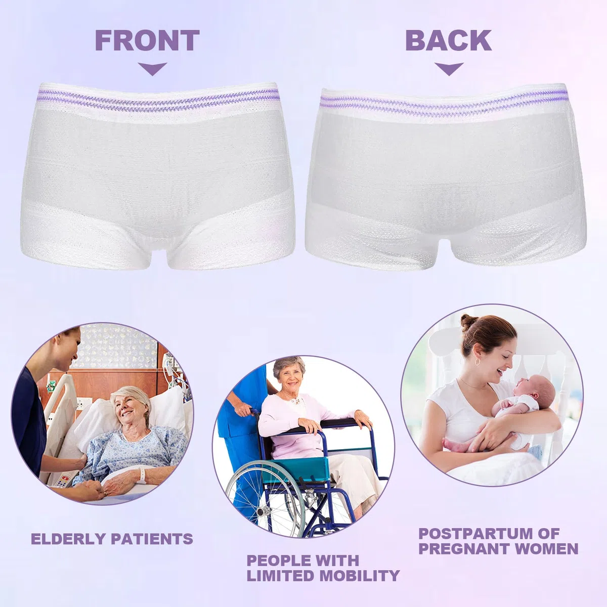 FUIPVGI Confezione da 4 pantaloni a rete riutilizzabili, per incontinenza, mutandine usa e getta da donna, per viaggi, donne incinte, incontinenza
