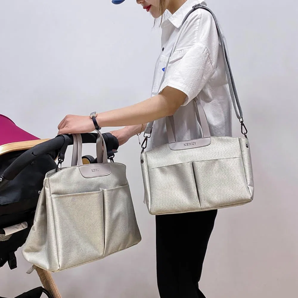 Borse Fasciatoio Carrozzine, Nero, 2 Ganci Passeggino, Tasca Isolata, Borse Fasciatoio Passeggino Impermeabile, Tote Fasciatoio Grande Multifunzione, Borsa per Pannolini Bebè/Mamma Papà