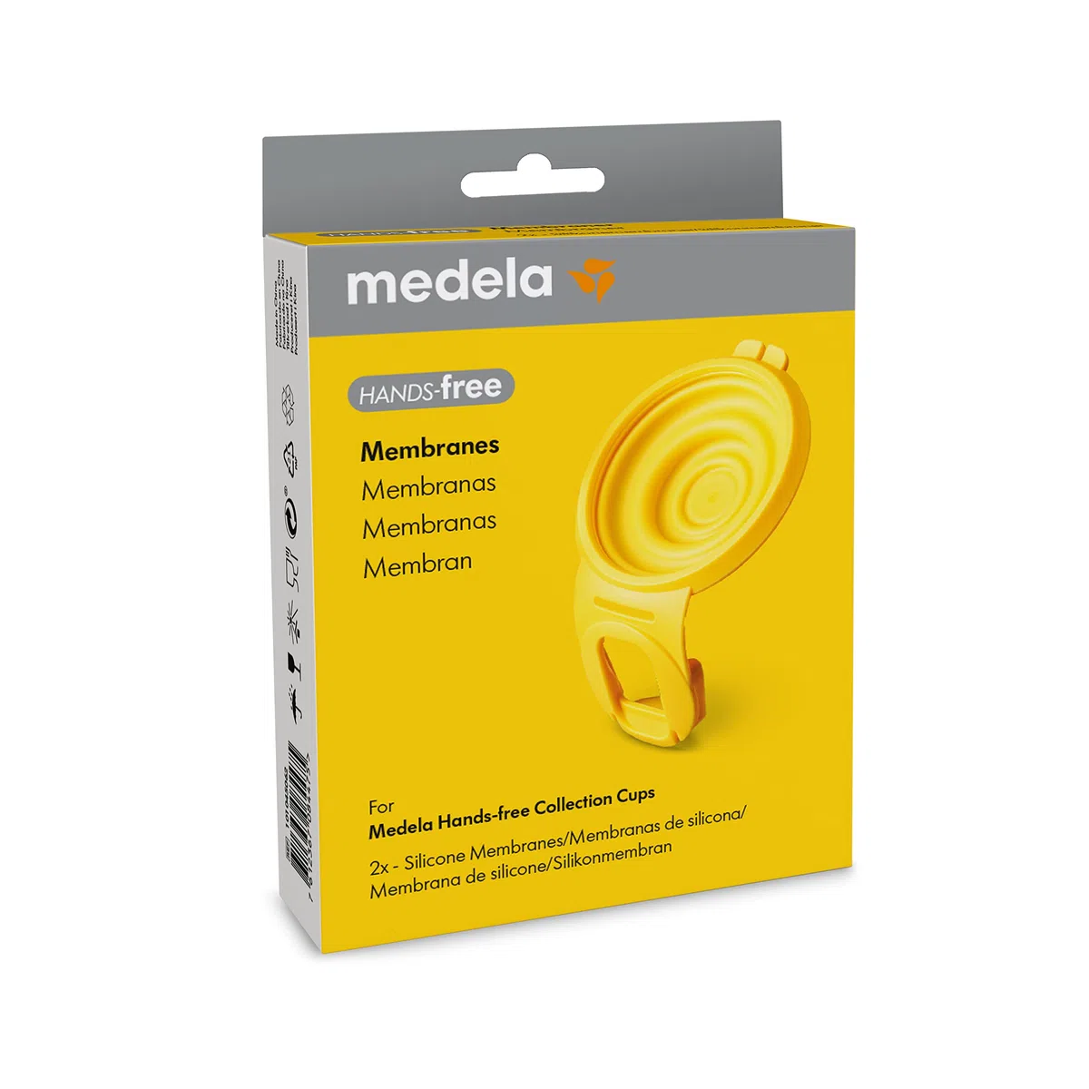 Medela Membrane per mani libere, 2 membrane in silicone, accessori per pompe Medela a mani libere, accessori per tazze di raccolta a mani libere