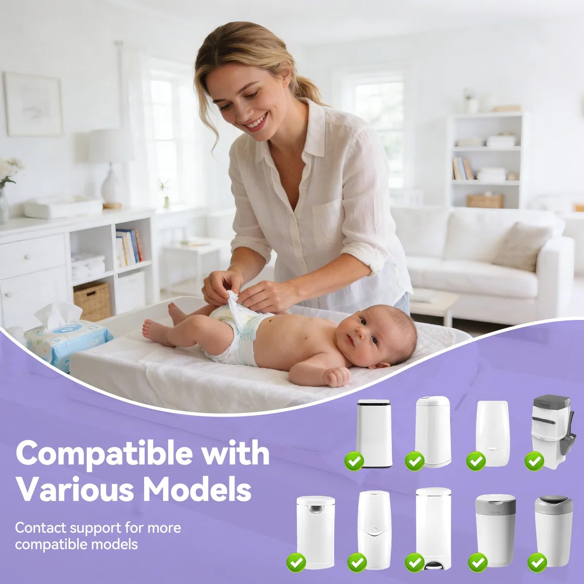 16 Pezzi Ricarica Mangiapannolini, Compatibile con Tommee Tippee Sangenic Tec+Simplee Sangenic+Twist & Click, Realizzate In Materiale EVOH Antibatterico e Deodorante a 7 Strati, Ispessite e Resistenti