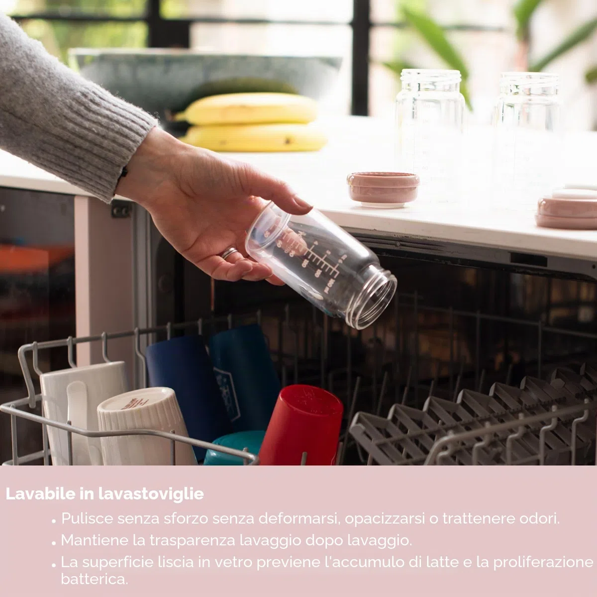 Bottiglie in vetro per latte materno di alta qualità, 180 ml, lavabili in lavastoviglie, adatte al congelatore e al microonde (4 bottiglie di vetro per conservare il latte materno, 4 x 180 ml)