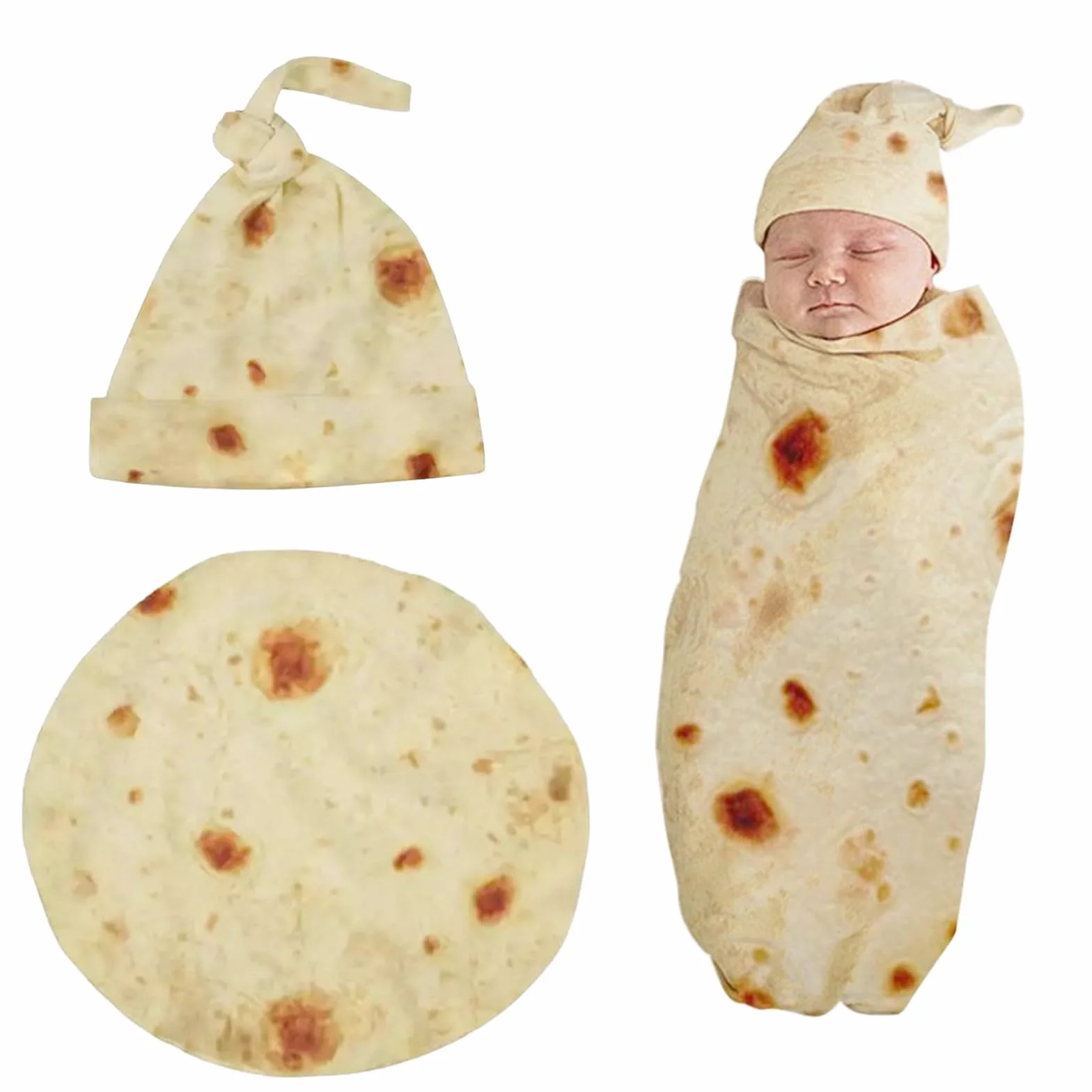 Coperta per neonati Burrito Swaddle coperto con cappello, coperto per la doccia, divertente per il sonno, ideale come regalo per bambini, ragazzi, ragazze, 85 x 85 cm su 33. 5 x 33