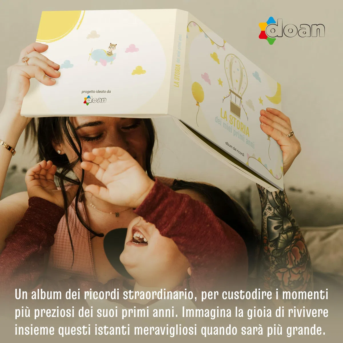 Doan Album Nascita Bambina e Bambino con 60 Pagine e Tanti Adesivi Divertenti e Colorati - Libro dei Ricordi Neonato Ideale per Regalo Nascita Bimba e Bimbo