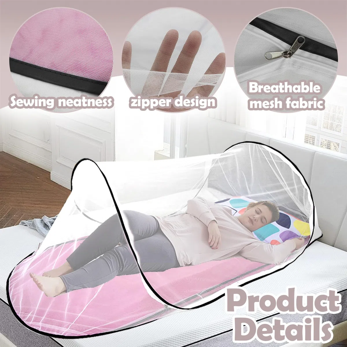 Pieghevole Zanzariera Da Viaggio Pop Up - 200 x 80 x 56 cm, Portatile per Letto Singolo e Culla