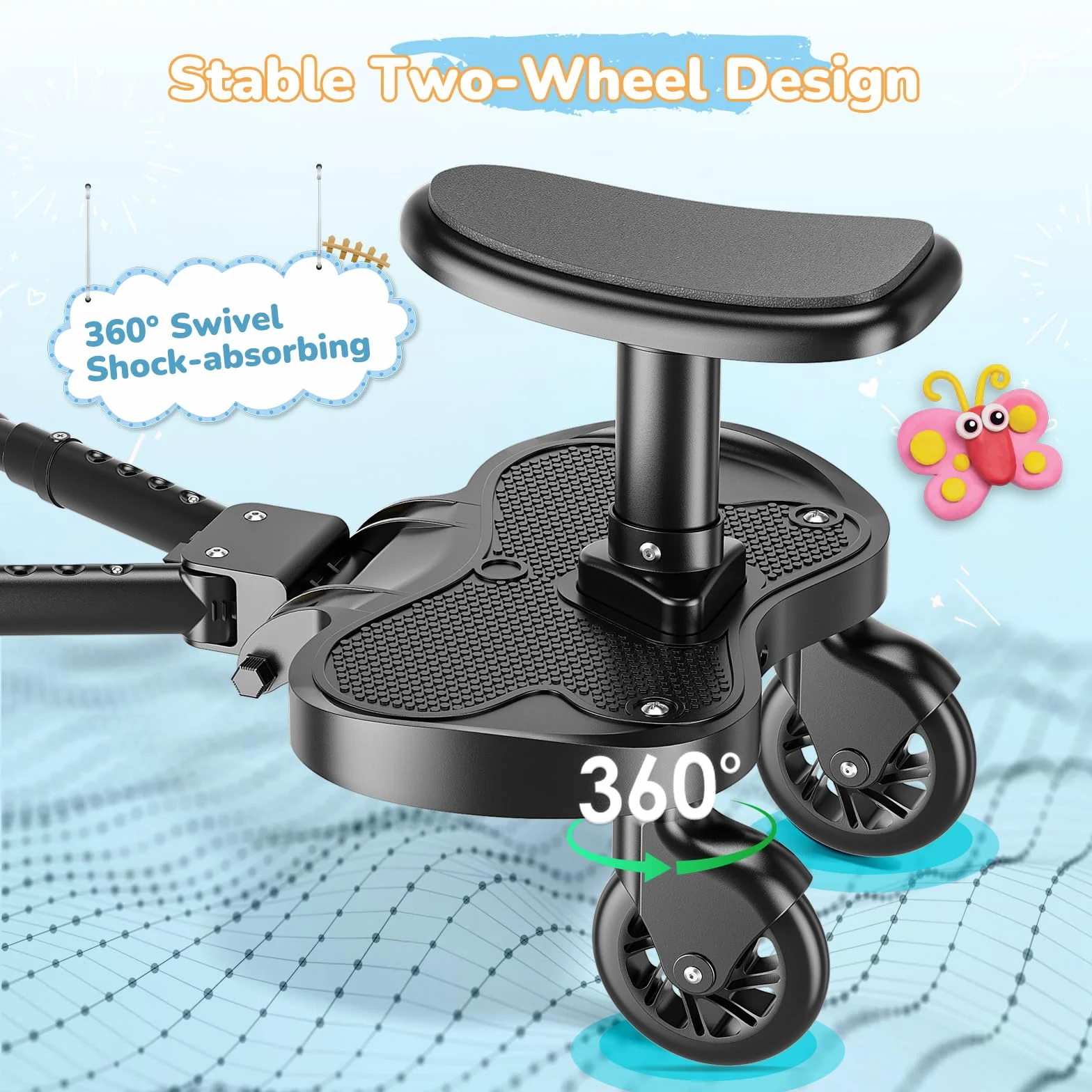 pedana passeggino universale Con Sedile, Portatili Seggiolino Passeggino Secondo Bambino, Compatibile con il 99% Delle Carrozzine, per Bambini Da 2 A 6 Anni Portata 25 kg