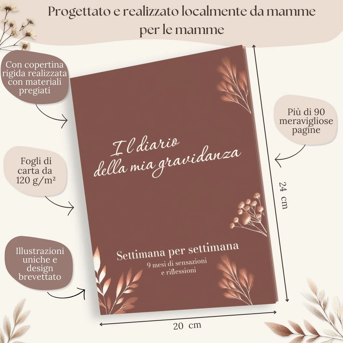 HuBorns - Diario della Gravidanza per Immortalare Ogni Momento Settimanalmente. Diario Gravidanza per Mamma con Spazio per Foto, Ecografie e per Organizzare il Parto