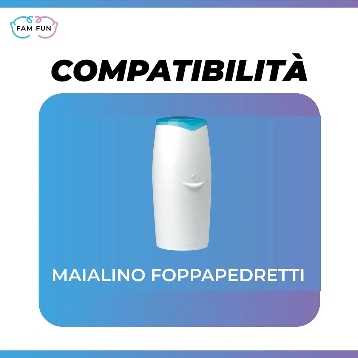 Fam Fun - 5 Ricariche Profumate Compatibili con Mangiapannolini Maialino Foppapedretti Angelcare - Extra Lunghe Contengono più di 1600 Pannolini (Durata Stimata 6 Mesi)