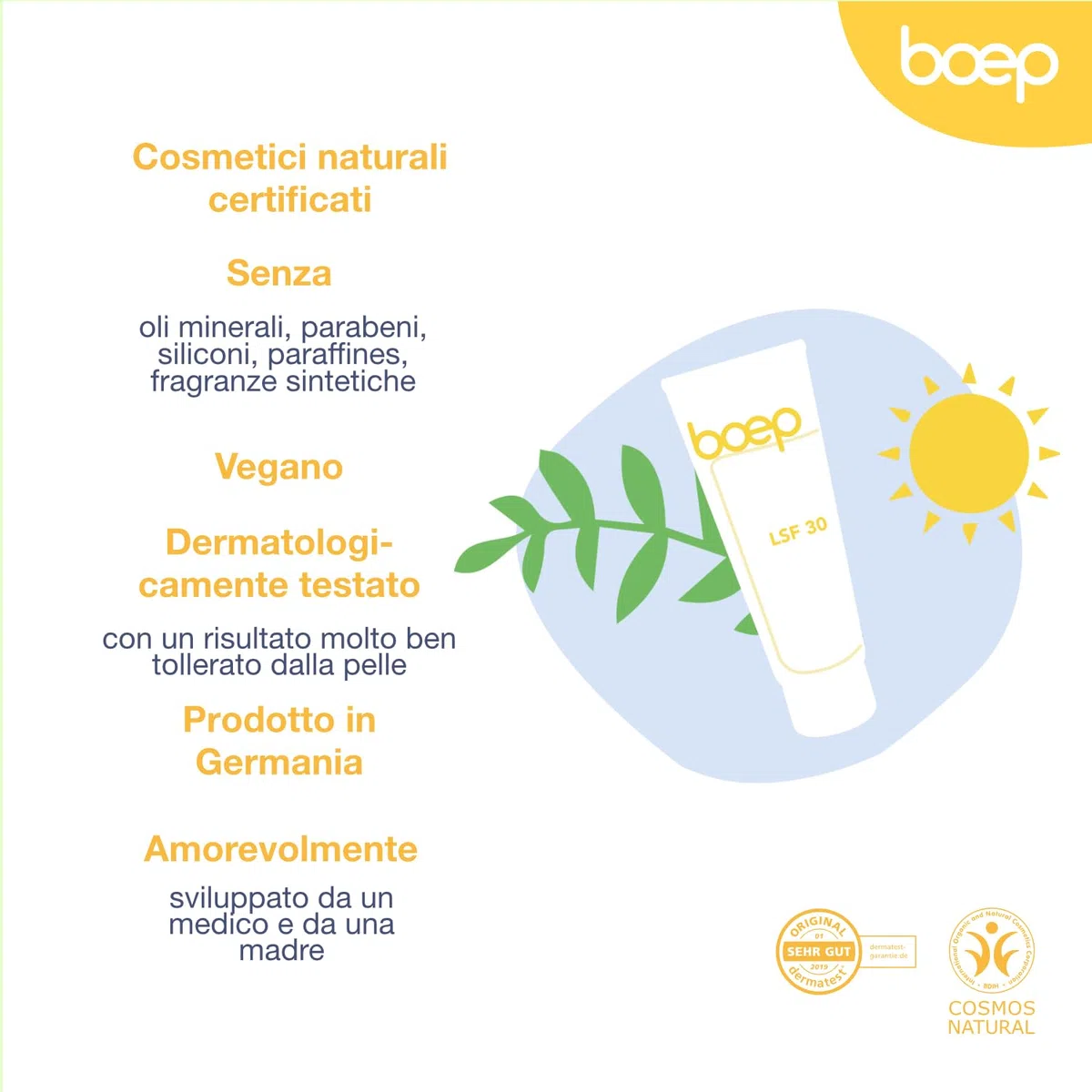 boep Protezione Solare Sensibile SPF30 | Crema solare minerale per neonati, bambini e adulti con pelle sensibile e allergica senza profumo | Filtro UV all'ossido di zinco | Cosmetici naturali (100ml)