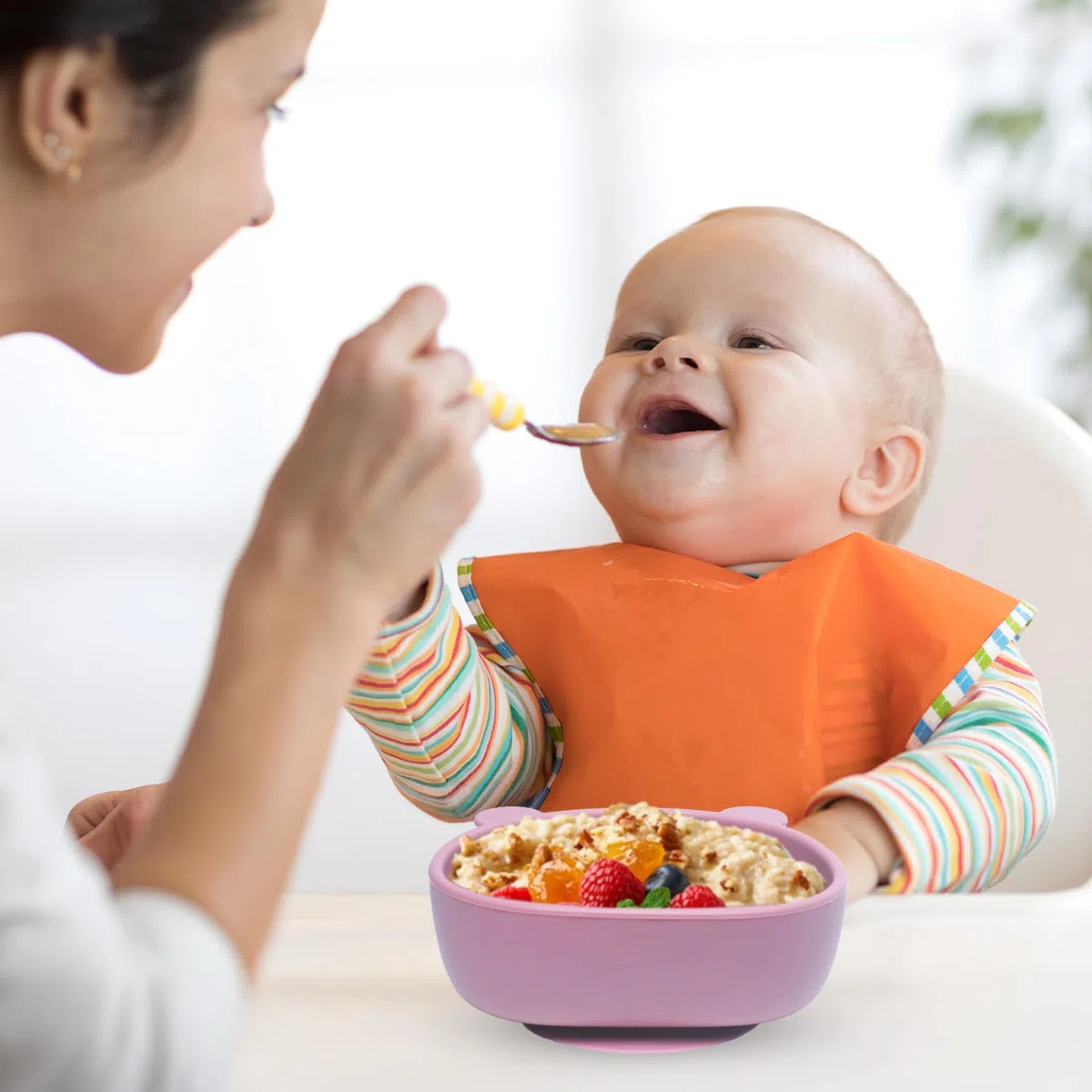Set di 3 Ciotole per Bambini con Ventosa, Ciotola con ventosa per bambini,Antiscivolo Ciotola per Alimenti in Silicone,Senza BPA, per Neonati Bambini Piccoli e Infanti(blu& beige&rosa)