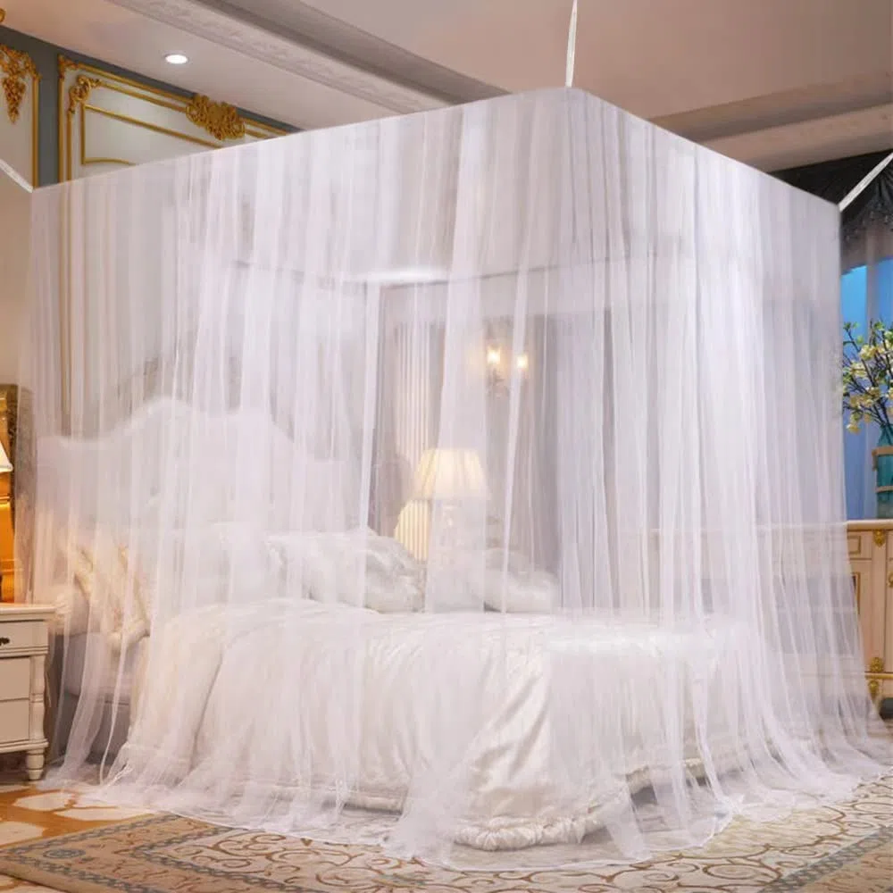 Grande Zanzariera letto matrimoniale a Baldacchino Quadrata Facile da Installare, 200 x 210 x 220 cm