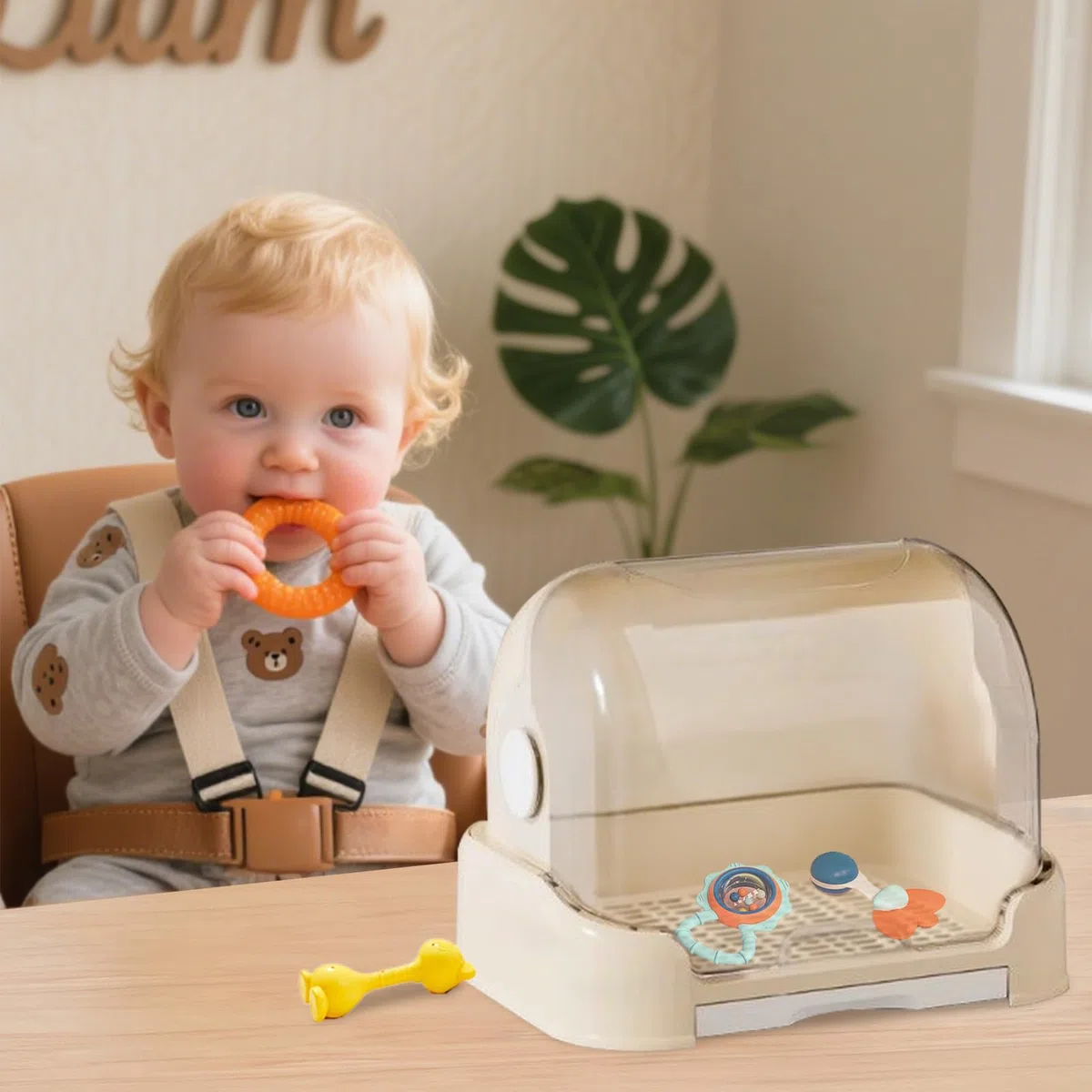 Organizzatore per Biberon,Organizzatore Asciugabiberon con Coperchio Rimovibile - Contenitore Rimovibile per Ciucci e Stoviglie da Appendere a Mobile o Piano Cucina