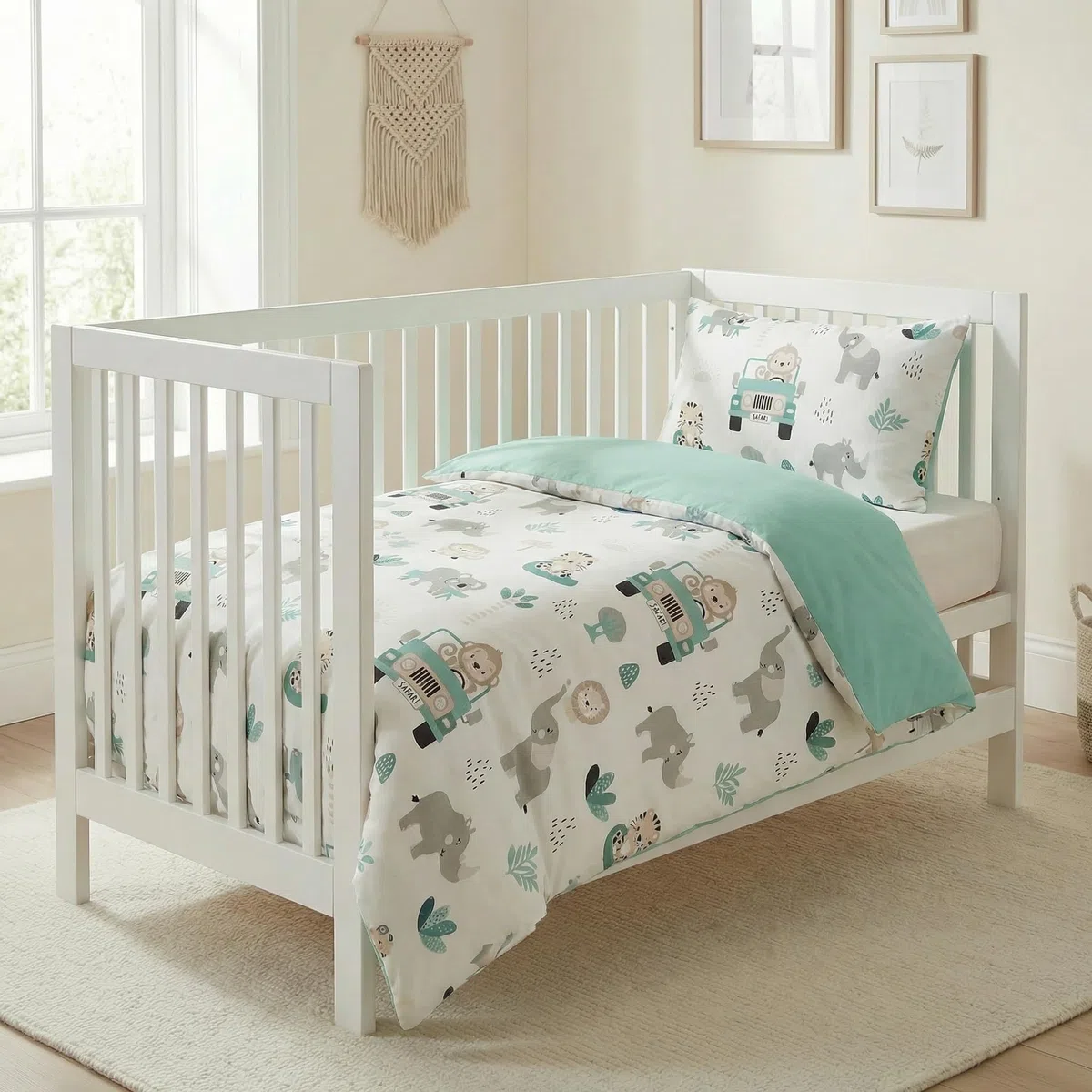 BABYSAFE Set Copripiumino Lettino 100x135 e Federa Cuscino 40x60 Coordinata, 100% Cotone Certificato Oeko-Tex - Copripiumino 100x135 Neonato per Culla, Lettino o Carrozzina Made in Europe