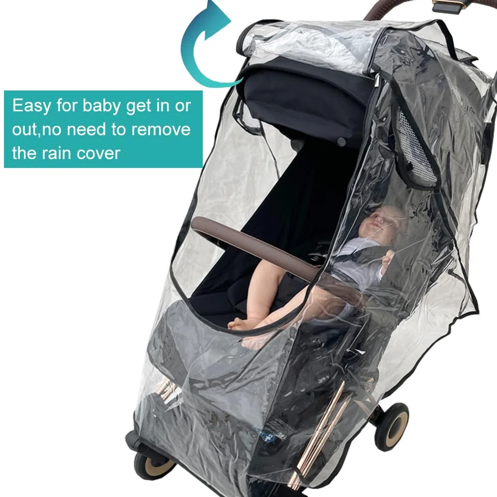 Copertura Antipioggia per Passeggino Compatibile con Cybex (Coya, Eezy Twist, Libelle), Antivento, Materiale EVA Trasparente, Grande Finestra Anteriore