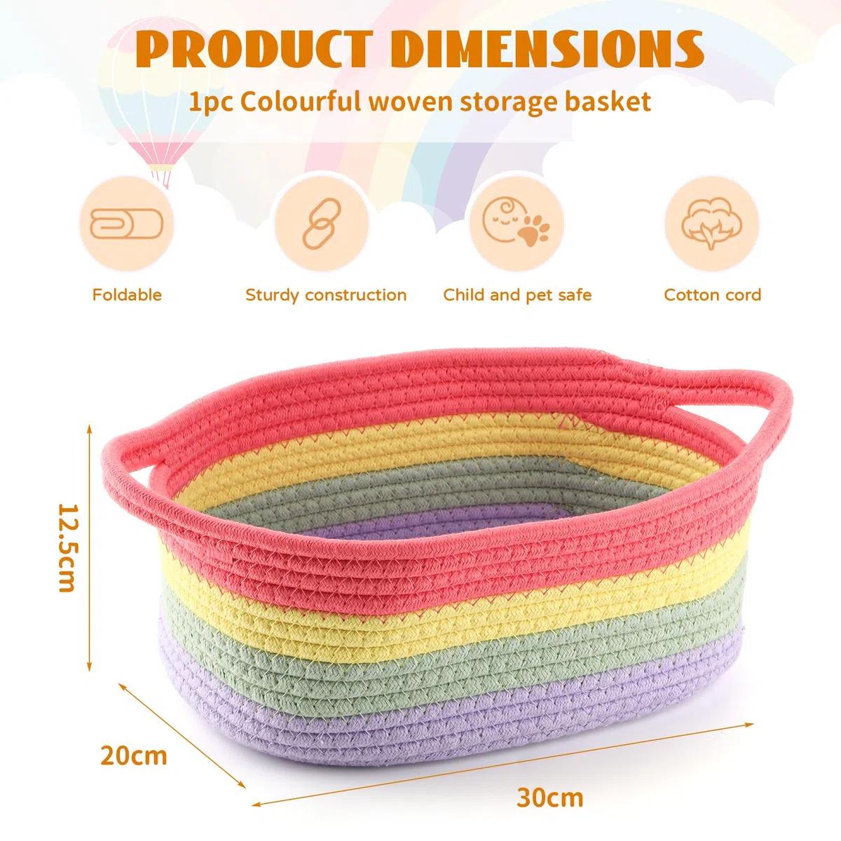Cesti Intrecciati per Conservazione, Contenitori Arcobaleno Colorati, Scatole Pratiche per Organizzazione, Ideali per Stanze dei Giochi, Camere dei Bambini E Dec