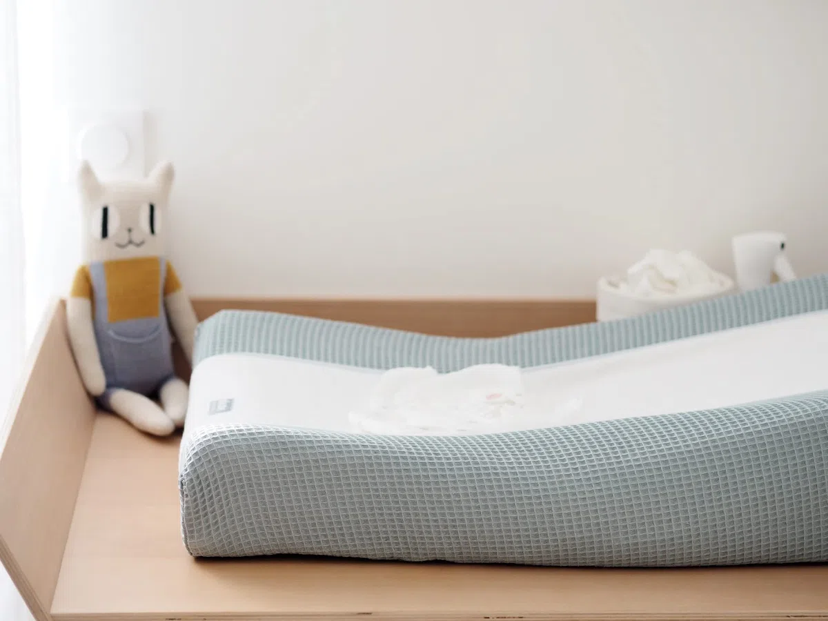 BÉABA Fodera per Materassino Fasciatoio Sofalange, 100% Cotone Biologico, Tessuto a Spugna, Lavabile in Lavatrice, Made in France, Tessuti Certificati Oekotex, Blu
