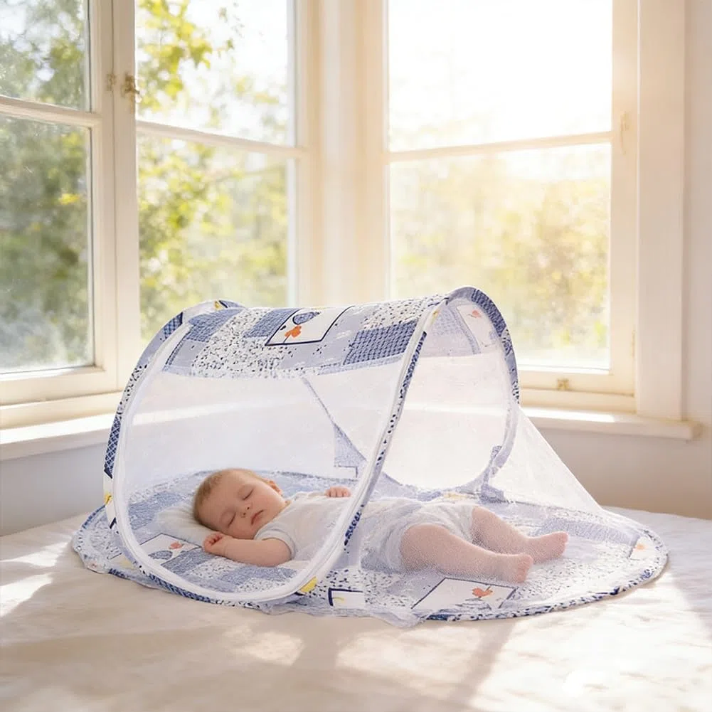 Zanzariere per Culla, Zanzariera Lettino Bebè Pieghevole Tenda Anti Zanzare per Culla da Viaggio Portatile Zanzariera Pieghevole Tenda da Viaggio per Famiglia Viaggi All'Aperto( 108 x 60 x 38cm)(Blu)