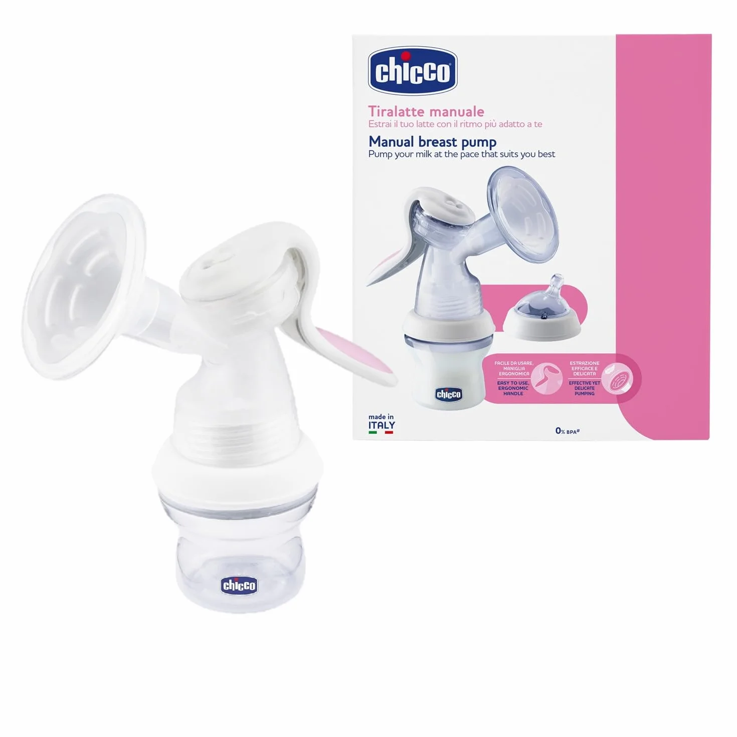Chicco Natural Feeling Tiralatte Manuale, Confortevole e Veloce, con Estrazione del Latte Facilitata