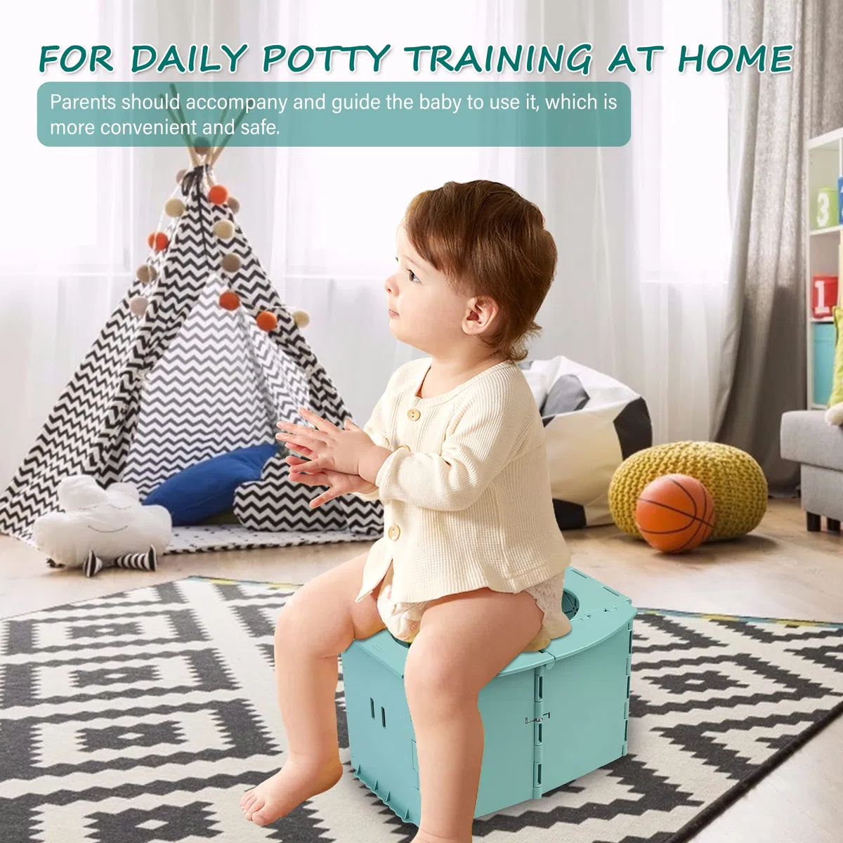 Toilette per Bambini Portatile, Vasino per Bambini,Pieghevole Toilette per Bebè,Pieghevole Sedile per WC,Plastica Ecologica ABS, Viaggi All'Aperto o Allenamento Vasino, Verde