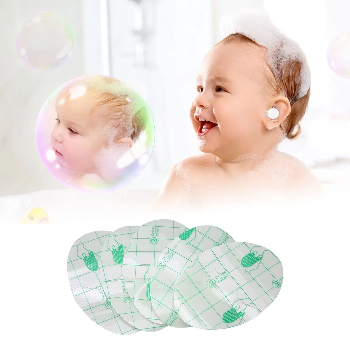 Protezione Orecchie Acqua Bambini, 60 pezzi Copri Orecchie Per Piscina Bambini Cerotti Orecchie ottimo adesivo per le orecchie dei bambini
