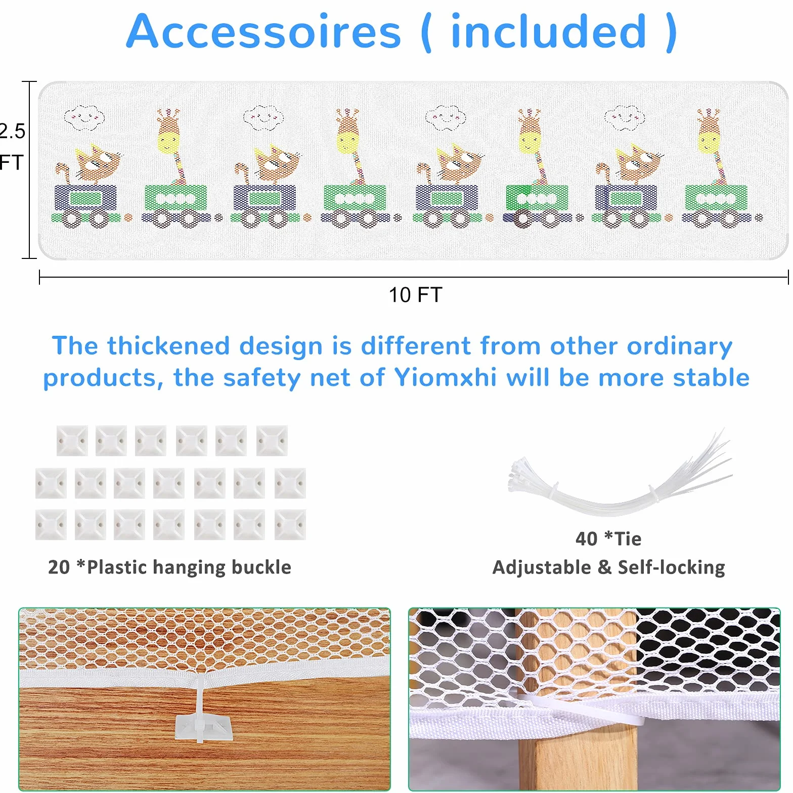 Rete di Sicurezza per Bambini, Rete di Protezione per Scale e Balconi, Robusto Recinzione Protettiva per Ringhiere per Animali Domestici e Giocattoli (300Lx74H CM)