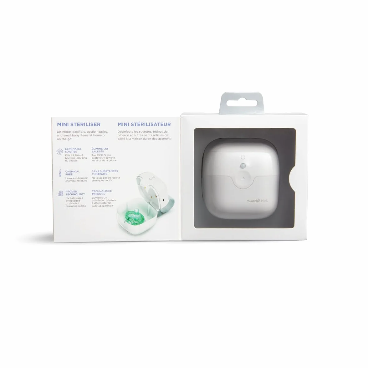 Munchkin Portable Soother & Dummy UV Steriliser | Kills 99% of Germs in 59 seconds | Baby Essentials | White