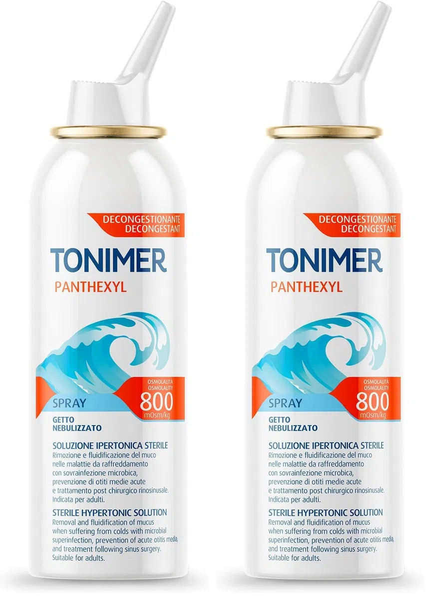 Tonimer Lab Panthexyl Spray Soluzione Ipertonica 100 ml – Soluzione Sterile di Acqua di Mare con Xilitolo e Pantenolo – Rimozione e Fluidificazione del Muco – Decongestiona e Lenisce le Mucose Nasali
