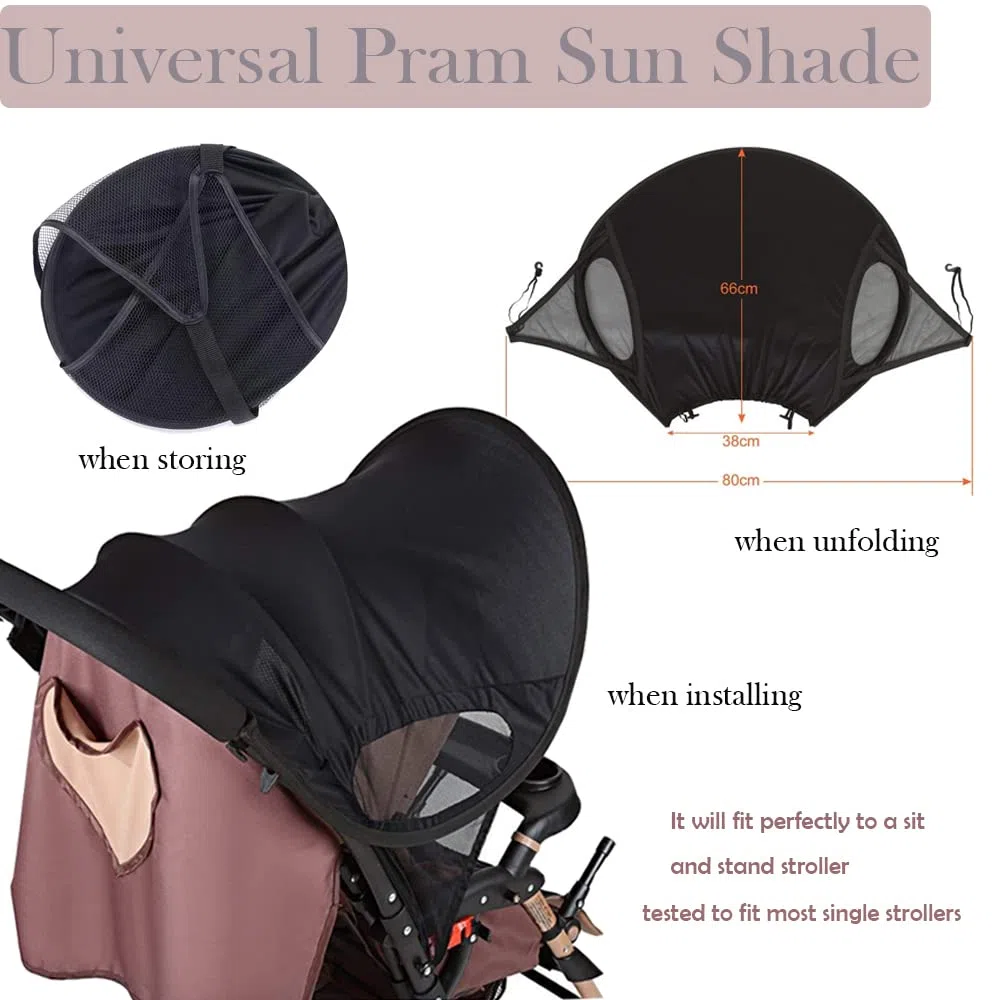 Parasole per passeggino con protezione UV 50+, universale, regolabile, impermeabile, protezione solare per passeggini, passeggini, passeggini, tettuccio parasole