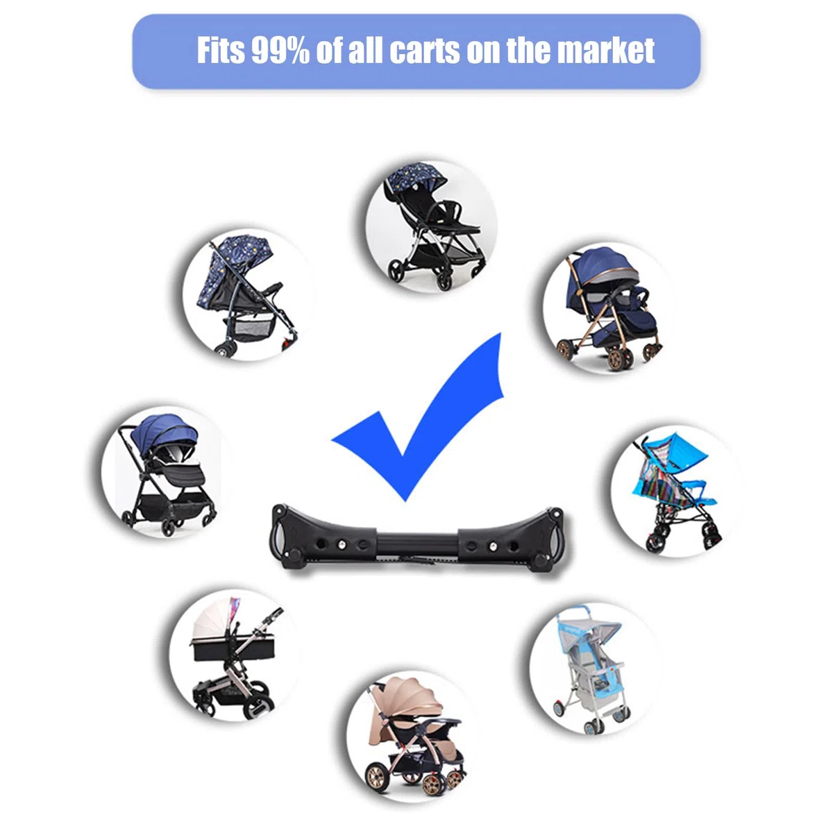 Frizione universale per passeggino – Trasforma 2 passeggini singoli in doppio passeggino | Lunghezza regolabile (20-26 cm) | Compatibile con il 99% di tutte le marche | Design leggero in alluminio e