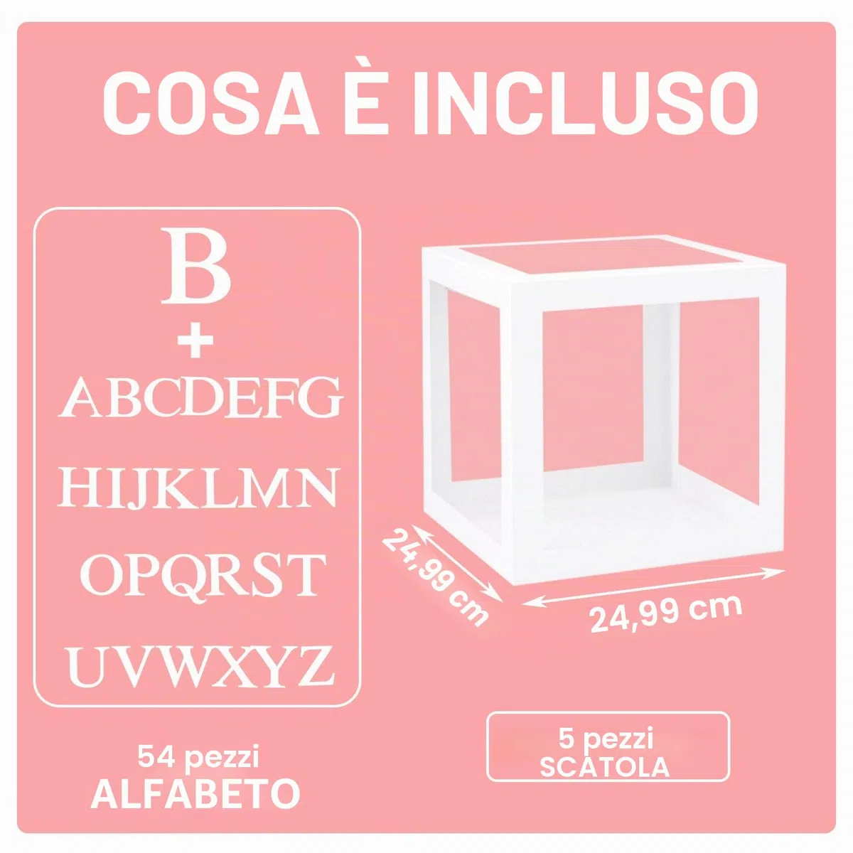 Scatola Baby Shower, 5 Pezzi Scatole Decorative Baby, 25cm Cubi Trasparente Baby con 54 Lettere per Baby Shower Decorazioni, DIY Nome, Compleanno, Battesimo Bimbo Bimba, Gender Reveal Party