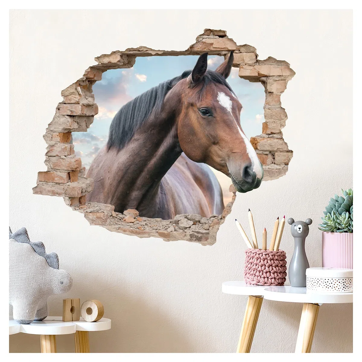 Little Deco DL627 - Adesivo da parete 3D, per cameretta dei bambini, motivo: cavallo, decorazione da parete, per camera dei giochi, cameretta dei bambini, adesivo da parete