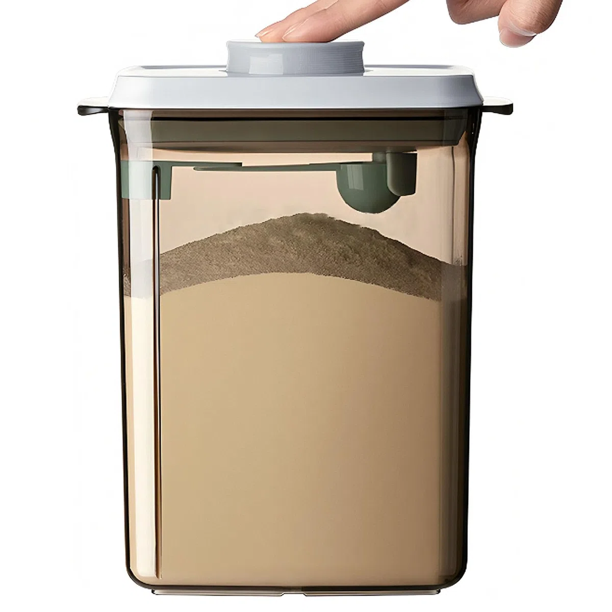 Dispenser per Latte in Polvere 2300ml,Contenitore in Polvere Sigillato con Cucchiaio per Conservare Latte in Polvere, tè, Legumi,Cereali e Snack (Marrone 2300ml)