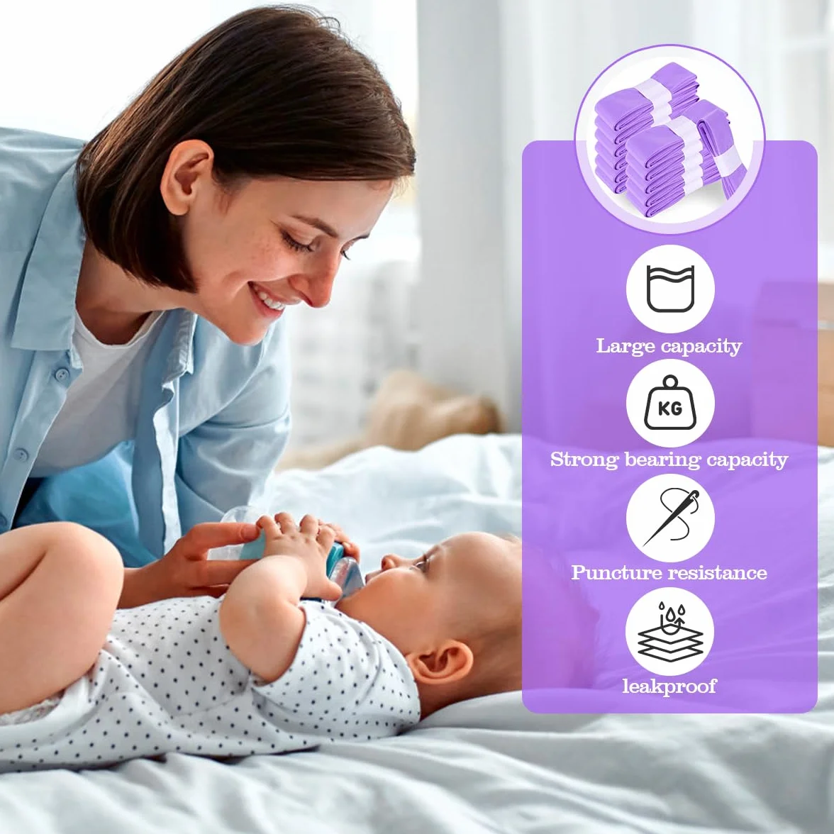 12 scatole di ricarica per pannolini, pattumiera per pannolini, antiodore, spessore 4,5 m (viola), compatibile con Tommee Tippee, Angelcare, LitterLocker, germoglio