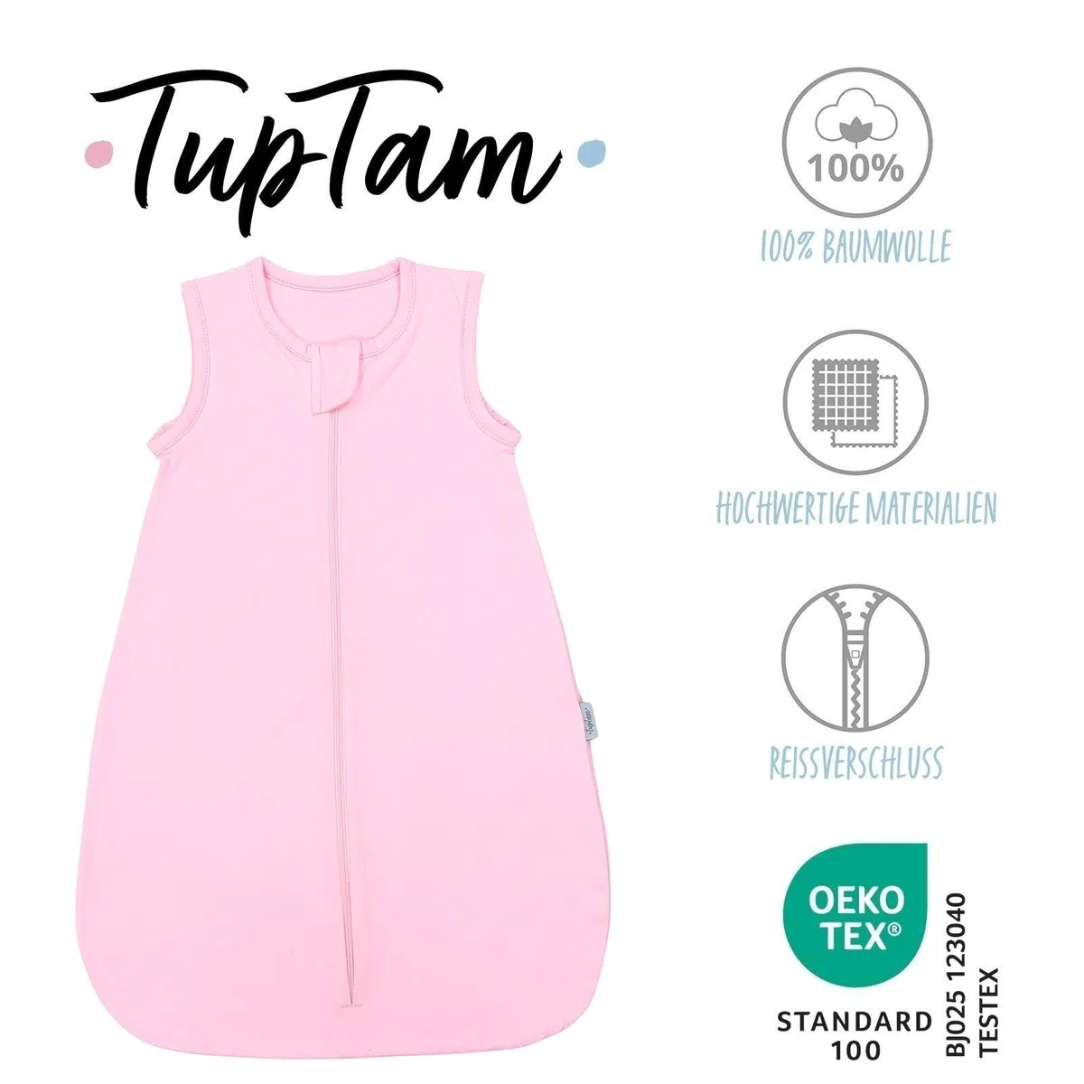 TupTam Sacco Nanna Estivo Neonato – Sacco Nanna 0.5 TOG Cotone OEKO-TEX, Traspirante, Unisex