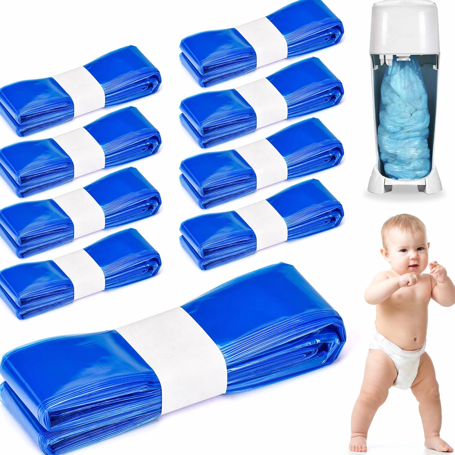 Gigmeta 9 Pezzi Ricarica Mangiapannolini, Pannolino Sacchetti di Ricarica Compatibile con AngelCare & Litter Locker & Tommee Tippee