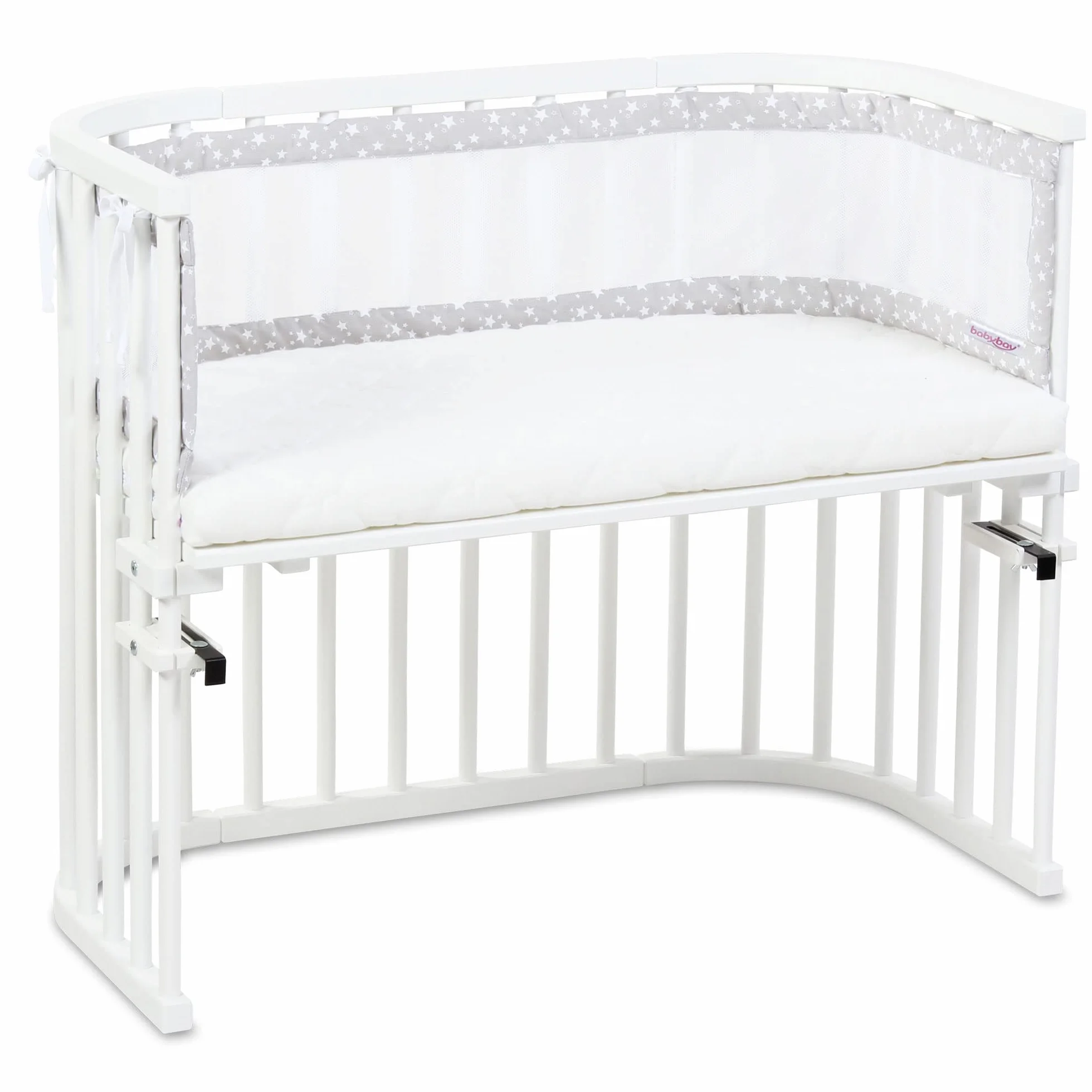 Babybay Babynest Mesh-Piqué Suitable For Model Original, Pearl Grey Stars White - 180 g