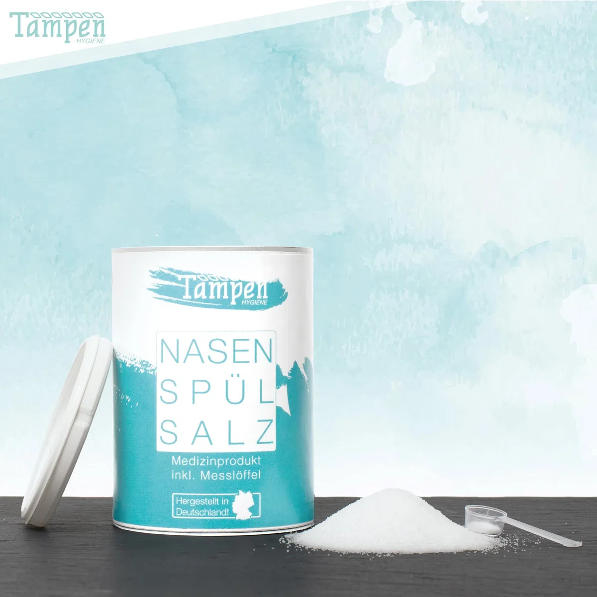 Tampen Hygiene, Nasenspülsalz, sale per lavaggi nasali (sfuso), con cucchiaio dosatore. 120 applicazioni. Ricarica da 300 g. Sale per docce nasali (etichetta in lingua italiana non garantita)
